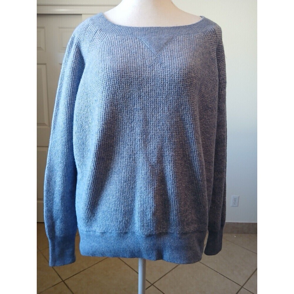 J Crew Womens Sweater Medium Blue Gray Alpaca Merino Wool Blend Textured Cozy